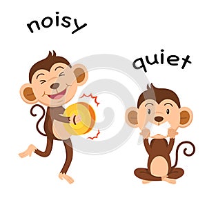 Opposite words noisy and quiet vector