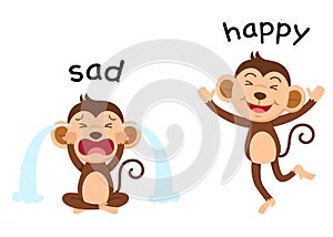 Opposite words sad and happy vector