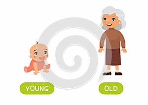 Opposites concept, OLD and YOUNG.