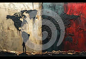 Opposition, Duality, Conflict Resolution, Yin and Yang, Complementary Opposites. Shows a glowing light facing a shadowy