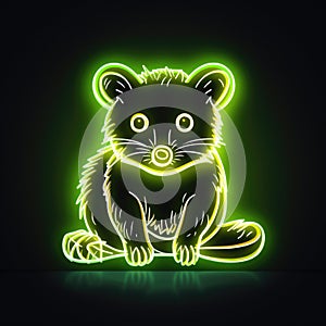 Opposum. Neon outline icon with a light effect