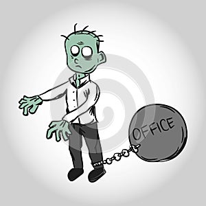 Oppressed by Office Illustration. Zombie Worker.