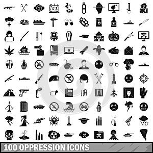 100 oppression icons set, simple style