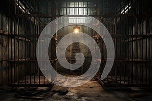 Oppressive Prisoner cage prison portrait. Generate Ai