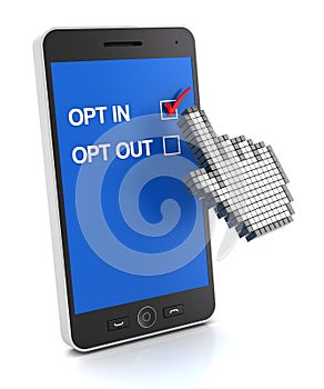 Opt in concept, 3d render