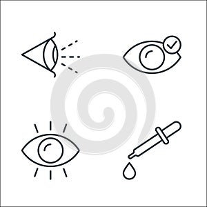 opthalmology line icons. linear set. quality vector line set such as eyedropper, eye, eye