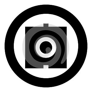Optic connector port fiber cable laser beam icon in circle round black color vector illustration image solid outline style