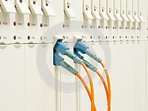 Optic fiber cables connected