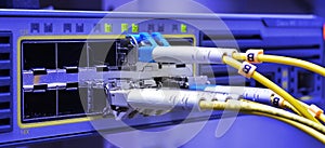 Optic fiber cables connected to data center