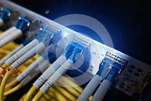 Optic fiber cables connected to data center.