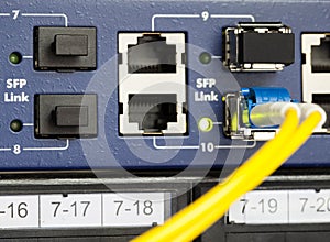 Optic fiber and SFP connected to switch