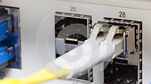 Optic fiber and SFP connected to switch