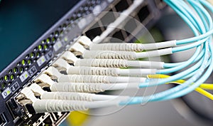Optic fiber and SFP connected to switch