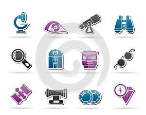 Optic and lens equipment icons