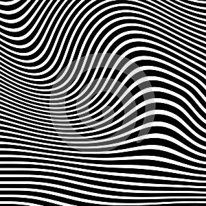 Optical art abstract background wave design black and white.