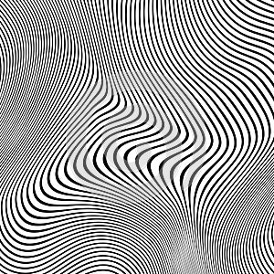 Optical art abstract background wave design black and white.