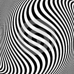 Optical art abstract background wave design black and white.