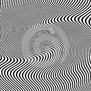 Optical art abstract background wave design black and white.