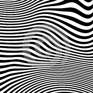 Optical art abstract background wave design black and white.