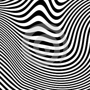 Optical art abstract background wave design black and white.