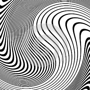 Optical art abstract background wave design black and white.