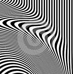 Optical art abstract background wave design black and white.