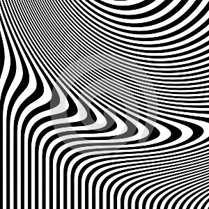 Optical art abstract background wave design black and white.