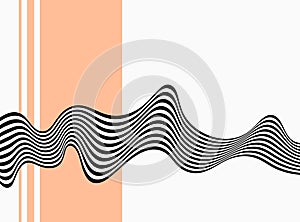 Optical art, abstract black and white wave background.