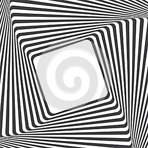 Optical art background. Optical illusion frame with empty space. Modern geometric vector pattern.