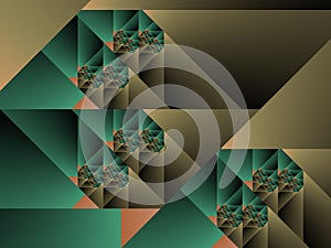 Optical Art Cubist Fractal One Green and Caqui photo