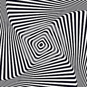 Optical art. Optical illusion background. Modern geometric background. Monochrome vector pattern. Black and white