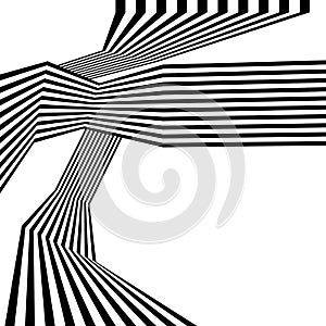 Optical art, opart striped wavy background. abstract waves black