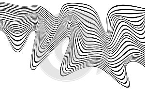 Optical art wave abstract background black and white