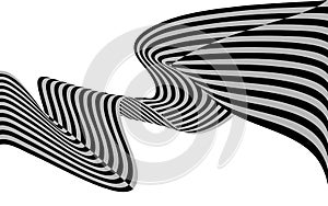 Optical art wave abstract background black and white