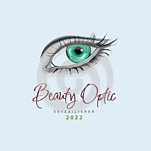 optical beauty eyes logo design template vector for brand or company and other