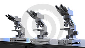 Optical binocular microscope, 3D illustration