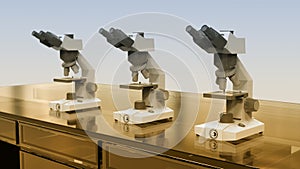 Optical binocular microscope, 3D illustration