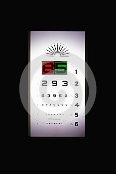 Optical cabinet eye test of