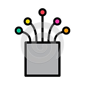 Optical cable icon, technology information wire web network, digital internet vector illustration