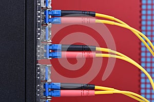 Optical cables connectec to switch