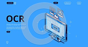 Optical character recognition ocr isometric banner