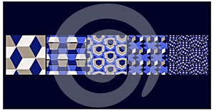 Optical 3D Cube Patterns Modern Business and Packaging Seamless Pattern All in one Bundle photo
