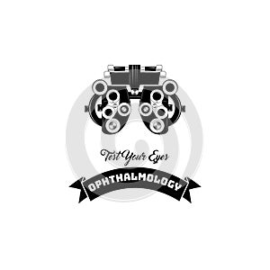 Optical device. Vision testing. Phoropter. Eye Checkup Machine. Vector.