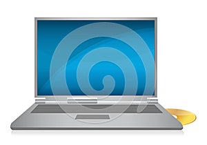 Optical disc drive on a modern laptop computer.