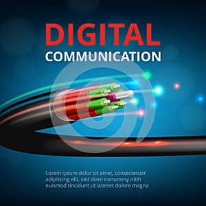 Optical fast connection. Future technology cyber internet communication vector realistic concept background