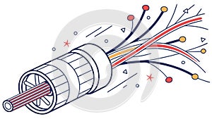 Optical Fiber Cable with Data Flow, vector design Generative AI