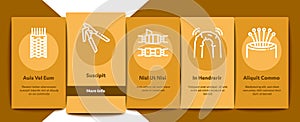 Optical Fiber Cable Onboarding Elements Icons Set Vector