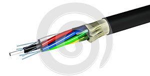 Optical Fiber Cable Over White - 3D Render
