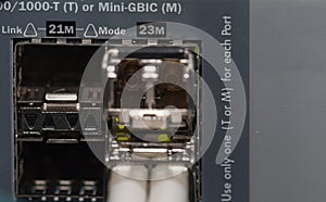 Optical fiber connection on a Server photo