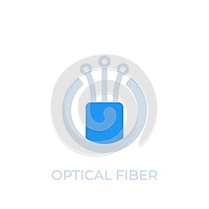 Optical fiber icon, logo, vector